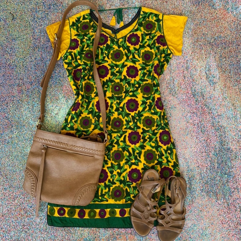 Floral embroidered flowery Indian sundress dress